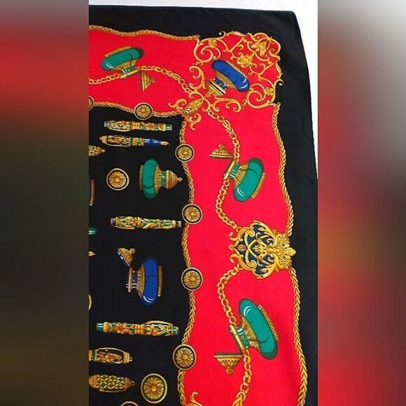 Vintage Black & Red Scarf Fountain Pen Ink Well Foulard Stylo - Picture 5 of 16